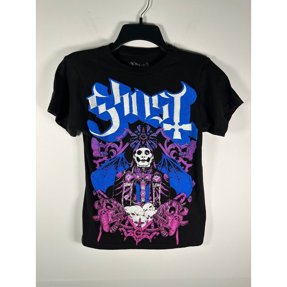 Ghost Band Shirt Mens S Black Blue Purple Graphic Cracked Print Tee 2023